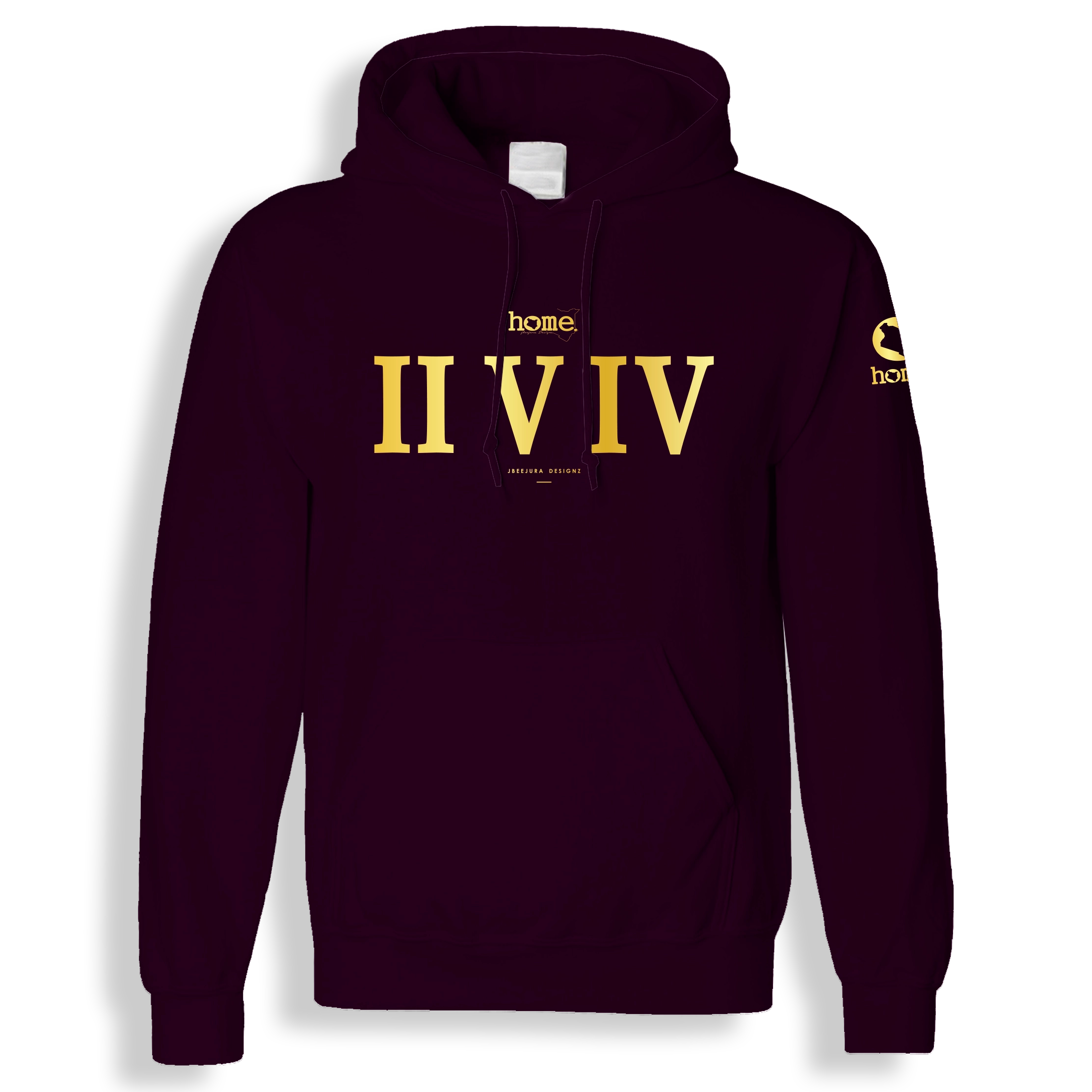 home_254 CLARET HOODIE (HEAVY FABRIC) WITH A GOLD ROMAN PRINT