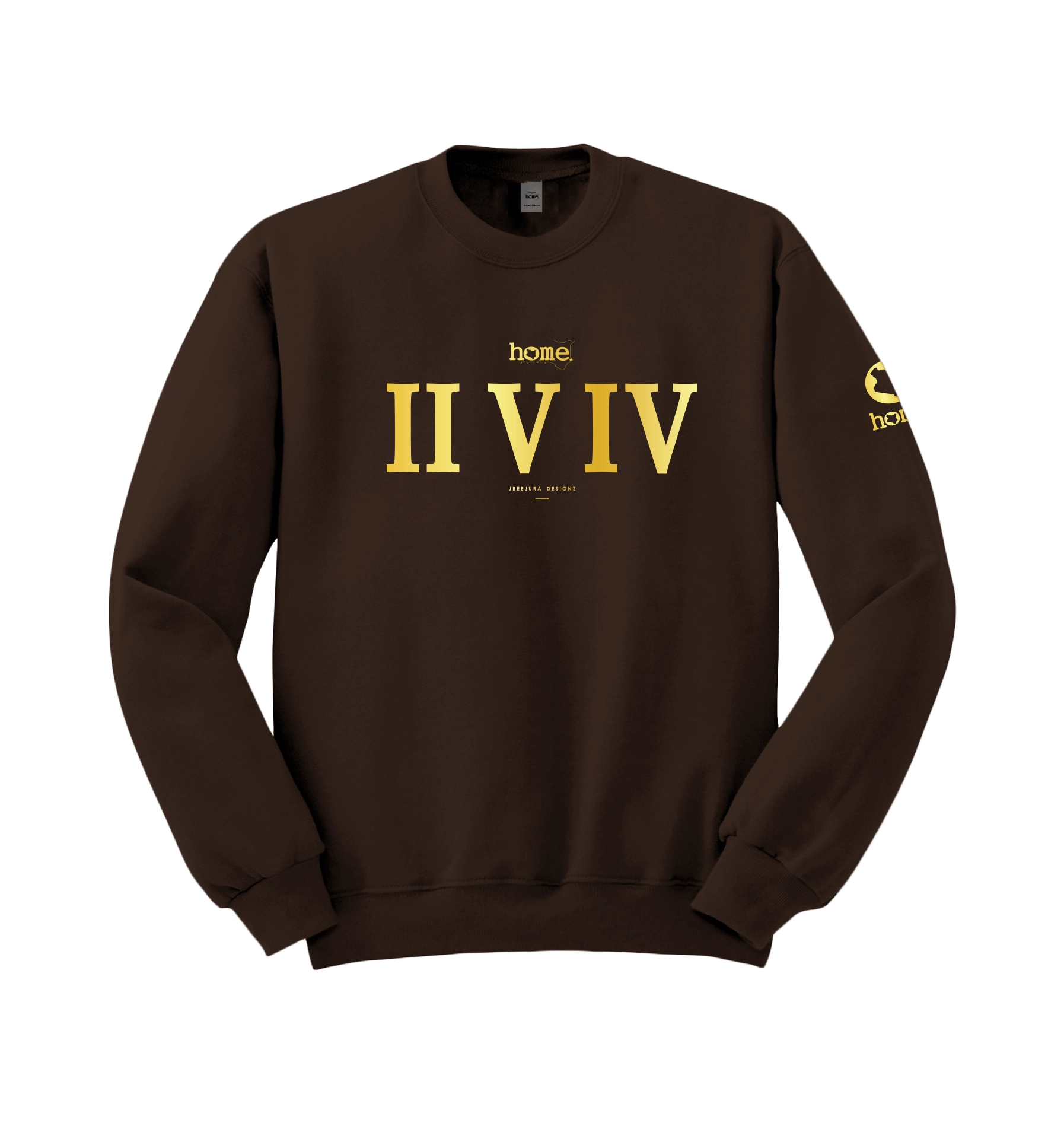 home_254 DARK BROWN SWEATSHIRT (HEAVY FABRIC) WITH A GOLD ROMAN NUMERALS PRINT