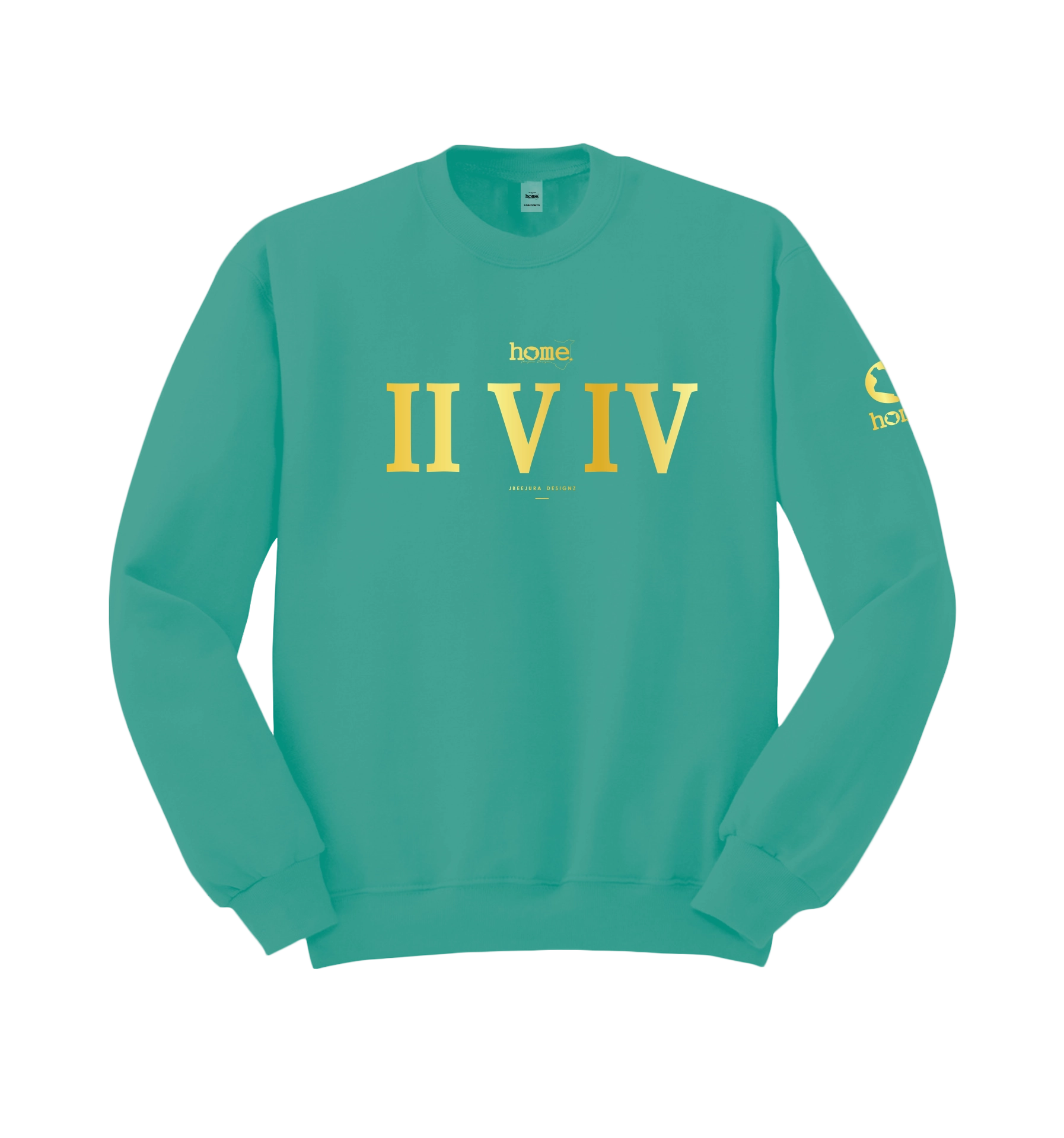 home_254 DEEP TURQUOISE SWEATSHIRT WITH A GOLD ROMAN PRINT