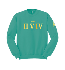 home_254 DEEP TURQUOISE SWEATSHIRT WITH A GOLD ROMAN PRINT