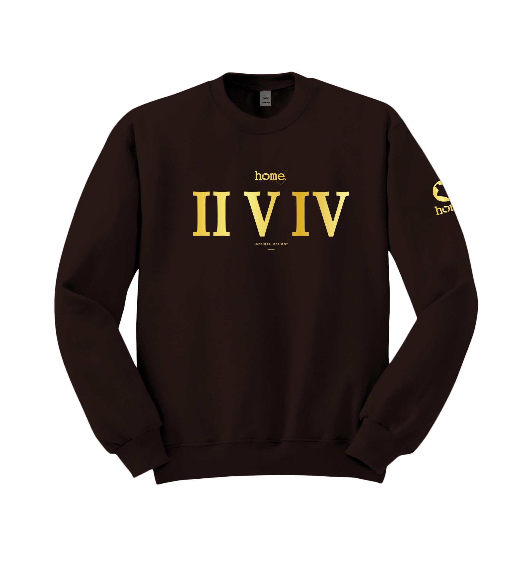 home_254 ESPRESSO SWEATSHIRT (HEAVY FABRIC) WITH A GOLD ROMAN PRINT