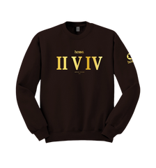 home_254 ESPRESSO SWEATSHIRT (HEAVY FABRIC) WITH A GOLD ROMAN PRINT