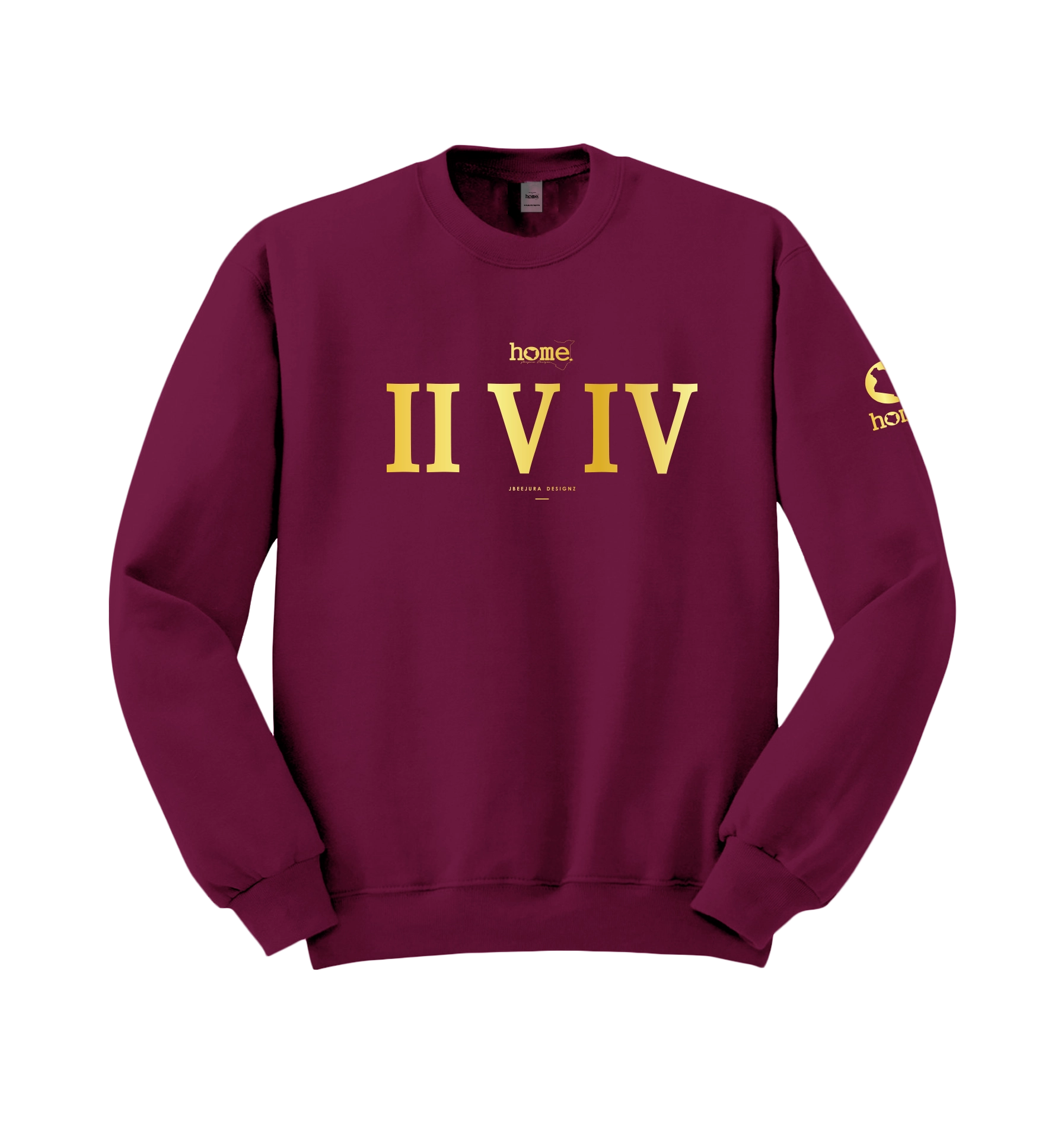 home_254 FUCHSIA SWEATSHIRT (HEAVY FABRIC) WITH A GOLD ROMAN NUMERALS PRINT