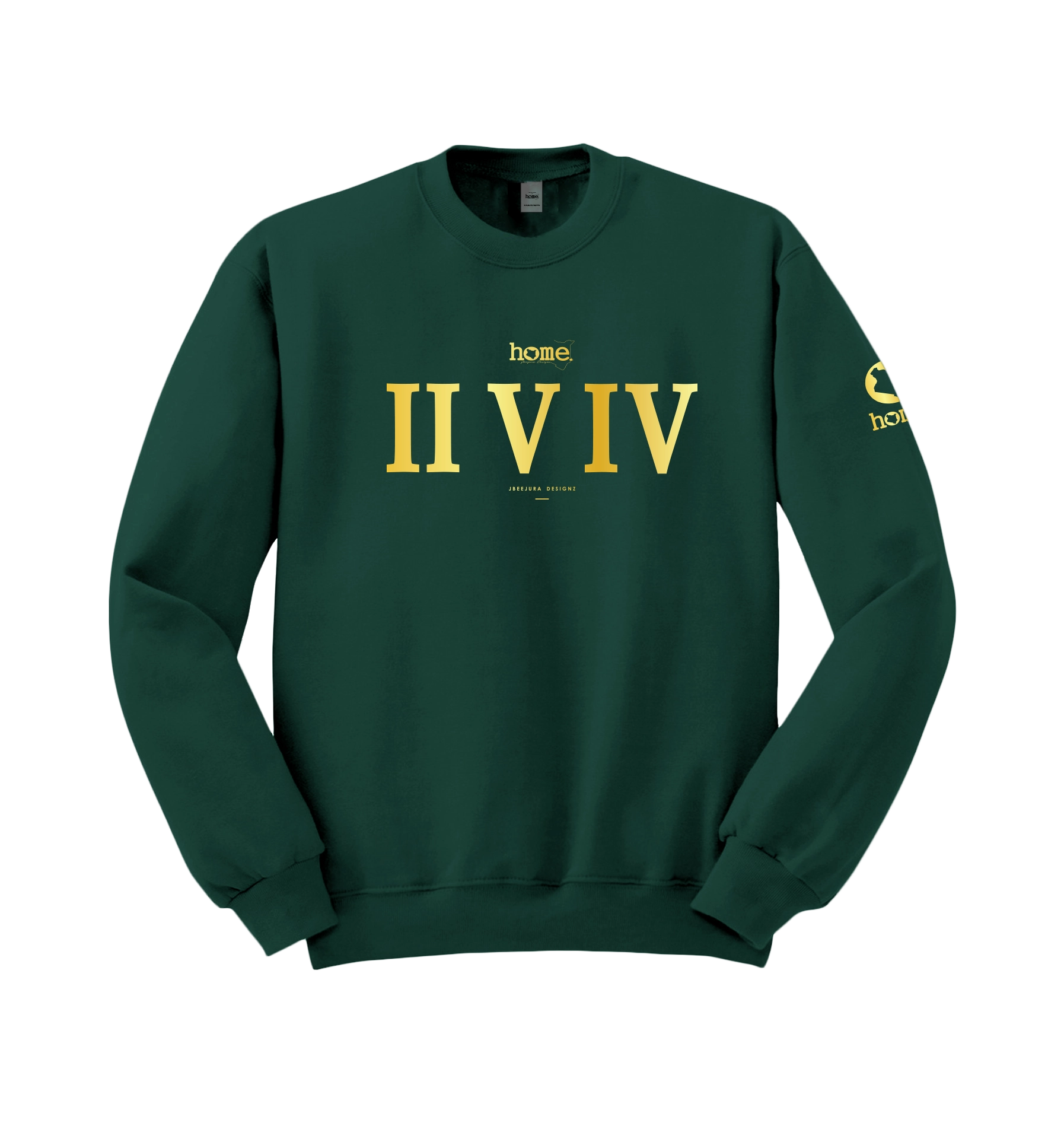 home_254 HUNTER GREEN SWEATSHIRT (NUVETRA™ HEAVY) WITH A GOLD ROMAN NUMERALS PRINT