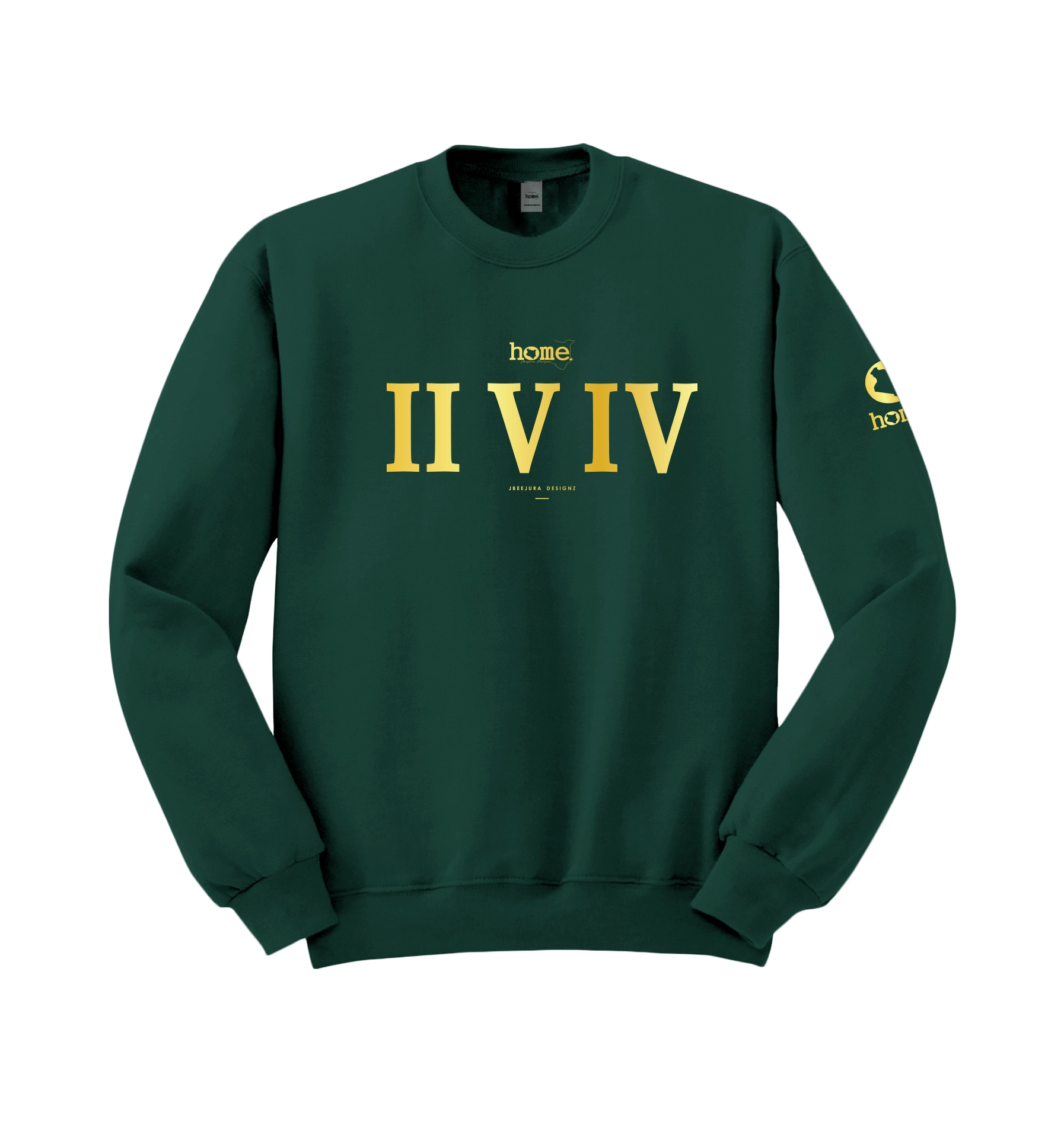 home_254 HUNTER GREEN SWEATSHIRT (MID-HEAVY FABRIC) WITH A GOLD ROMAN PRINT