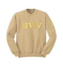 home_254 LIGHT BROWN SWEATSHIRT WITH A GOLD ROMAN PRINT