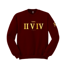 home_254 MAROON RED SWEATSHIRT WITH A GOLD ROMAN PRINT