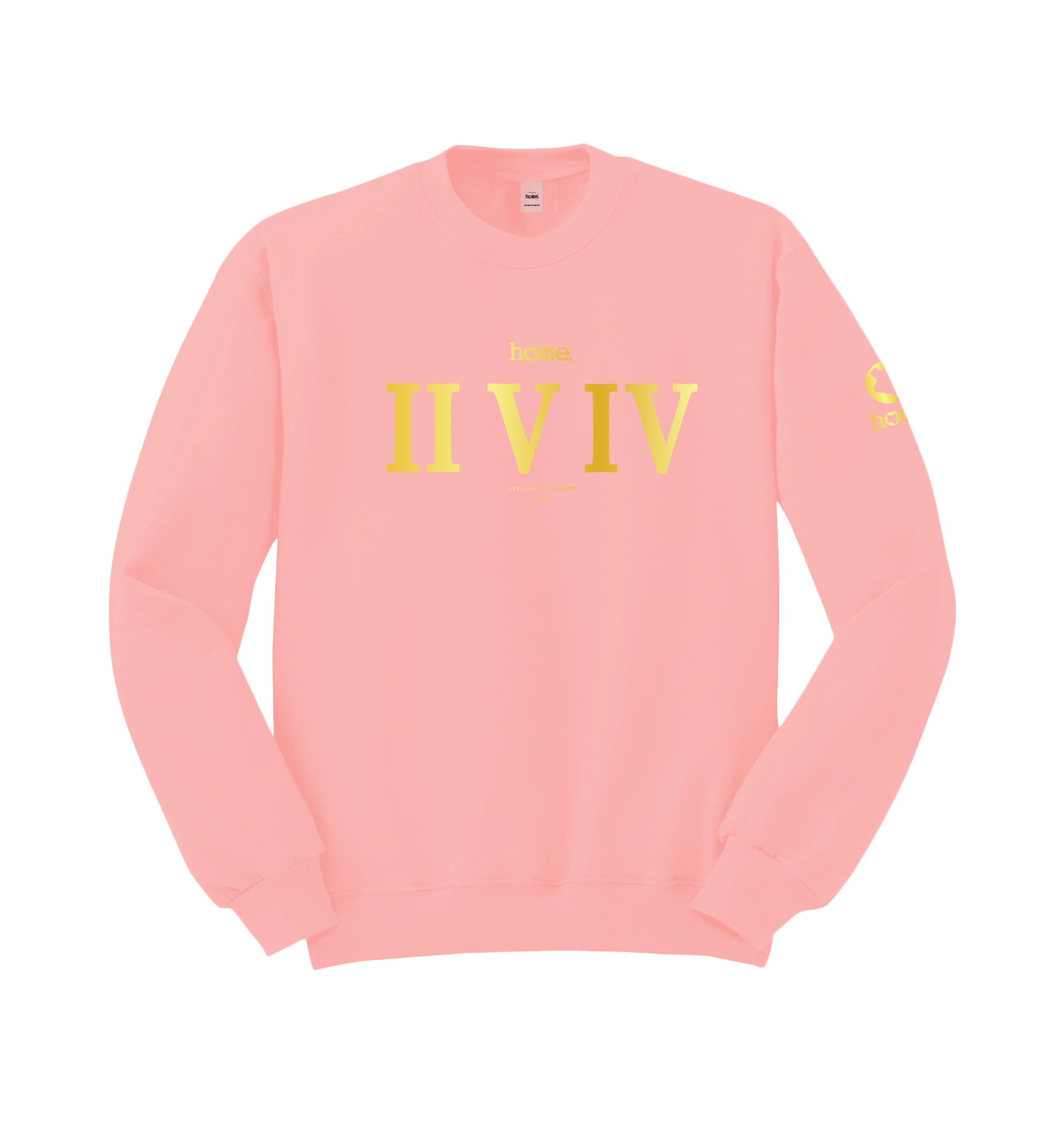 home_254 PEACH SWEATSHIRT (HEAVY FABRIC) WITH A GOLD ROMAN NUMERALS PRINT