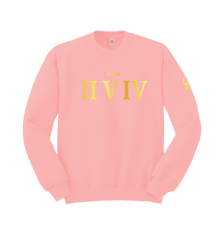 home_254 PEACH SWEATSHIRT (HEAVY FABRIC) WITH A GOLD ROMAN NUMERALS PRINT