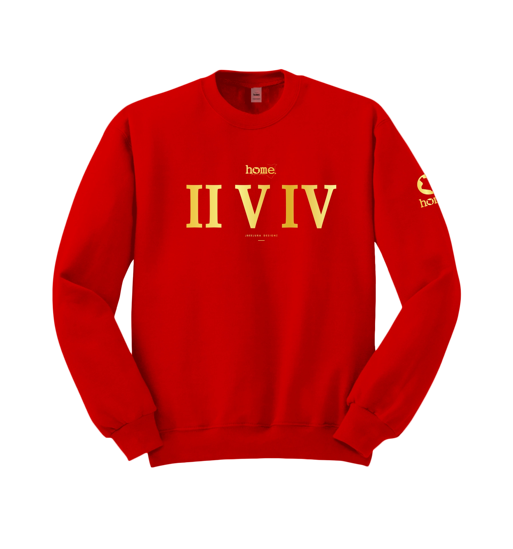 home_254 RED SWEATSHIRT WITH A GOLD ROMAN  PRINT