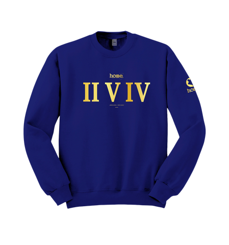 home_254 ROYAL BLUE SWEATSHIRT (HEAVY FABRIC) WITH A GOLD ROMAN NUMERALS PRINT