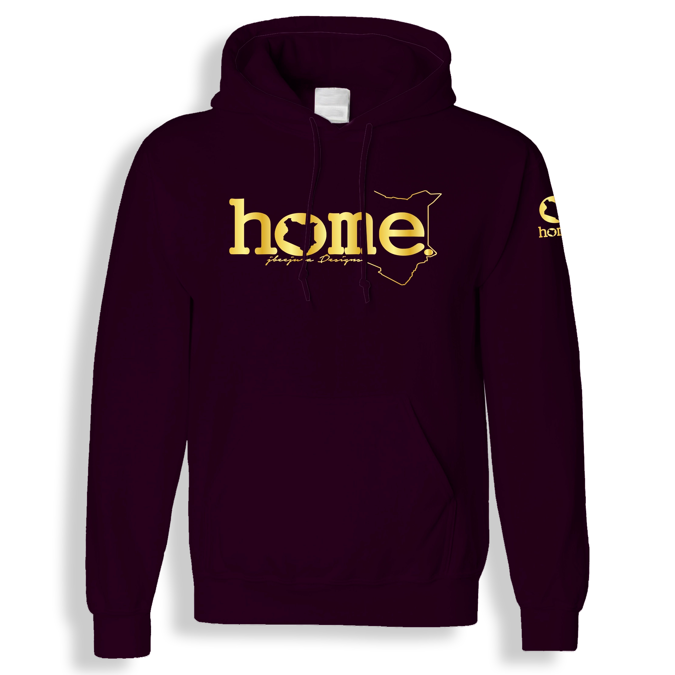 home_254 CLARET HOODIE (HEAVY FABRIC) WITH A GOLD WORDS PRINT