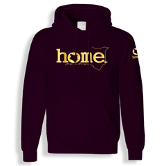 home_254 CLARET HOODIE (HEAVY FABRIC) WITH A GOLD WORDS PRINT