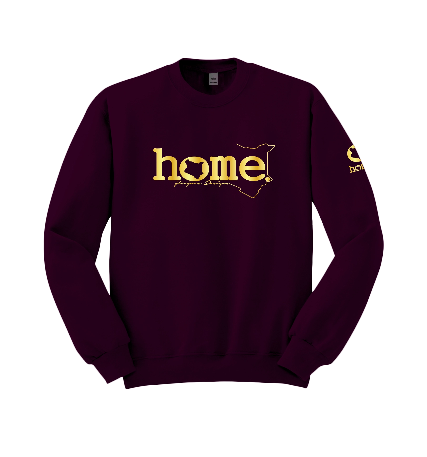 home_254 CLARET SWEATSHIRT WITH A GOLD WORDS PRINT