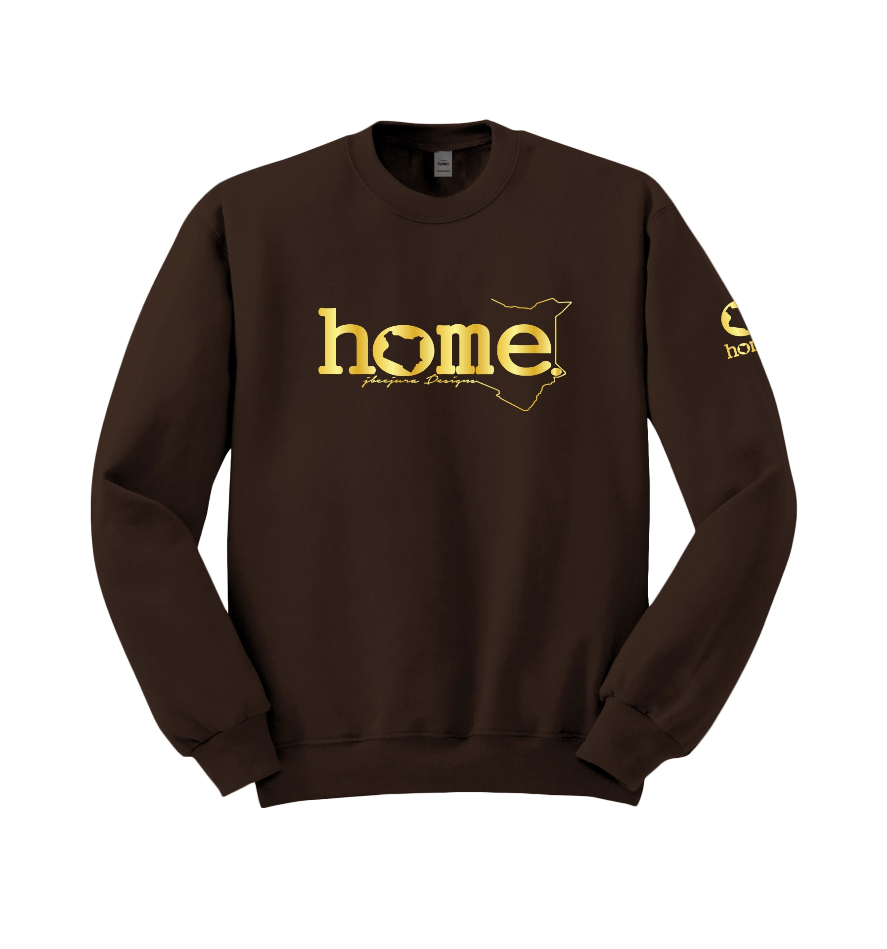 home_254 DARK BROWN SWEATSHIRT (HEAVY FABRIC) WITH A GOLD CLASSIC WORDS PRINT