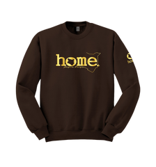 home_254 DARK BROWN SWEATSHIRT (HEAVY FABRIC) WITH A GOLD CLASSIC WORDS PRINT