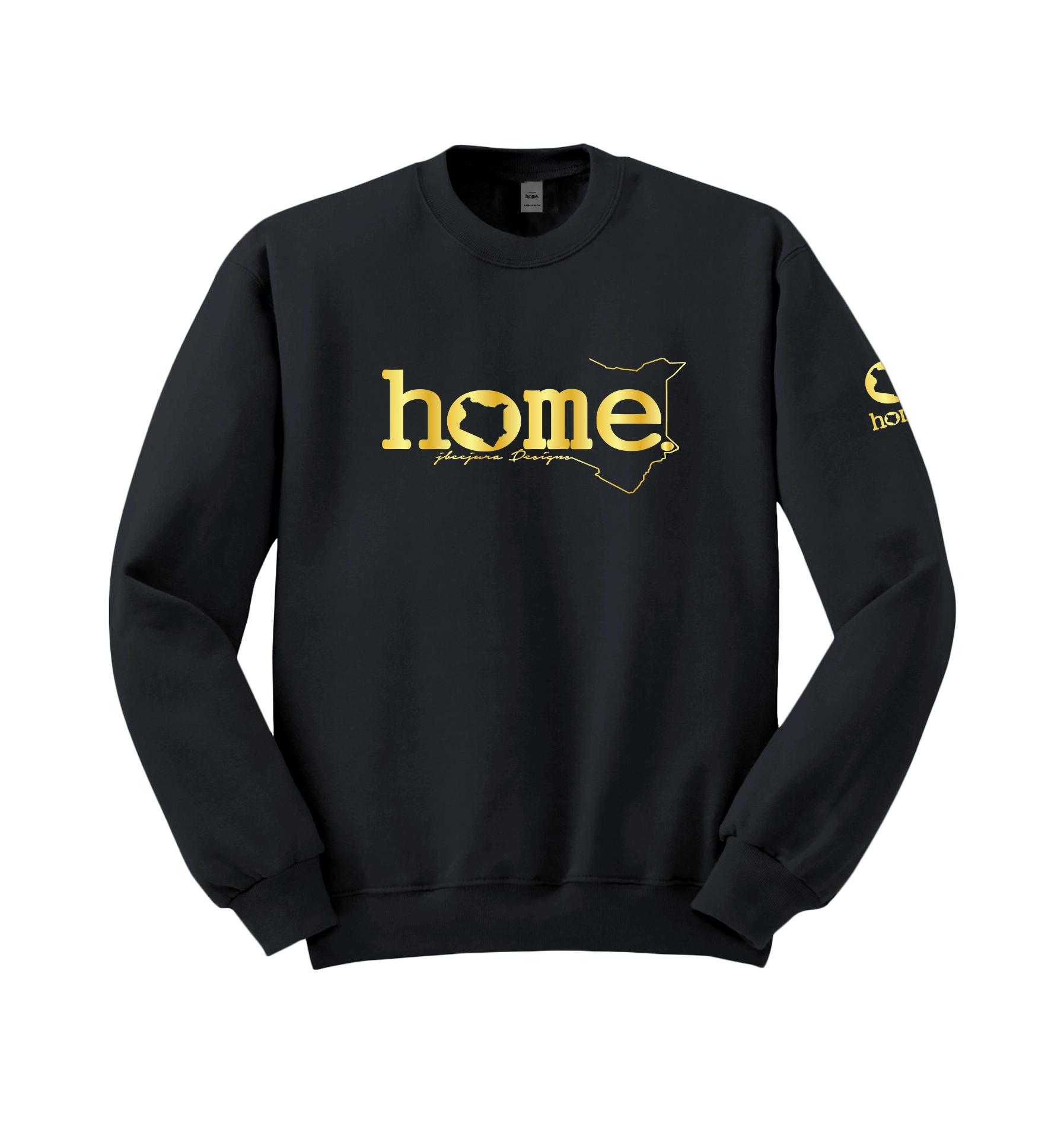 home_254 DARK GREY SWEATSHIRT (MID-HEAVY FABRIC) WITH A GOLD WORDS PRINT