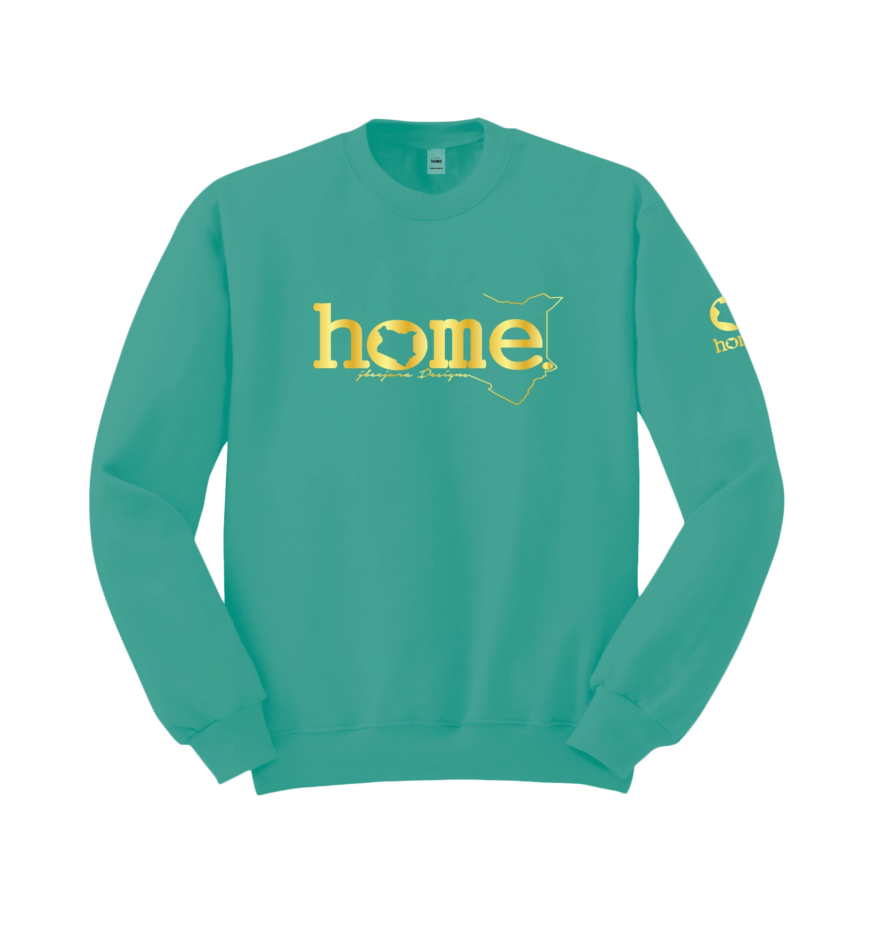 home_254 DEEP TURQUOISE SWEATSHIRT WITH A GOLD WORDS PRINT