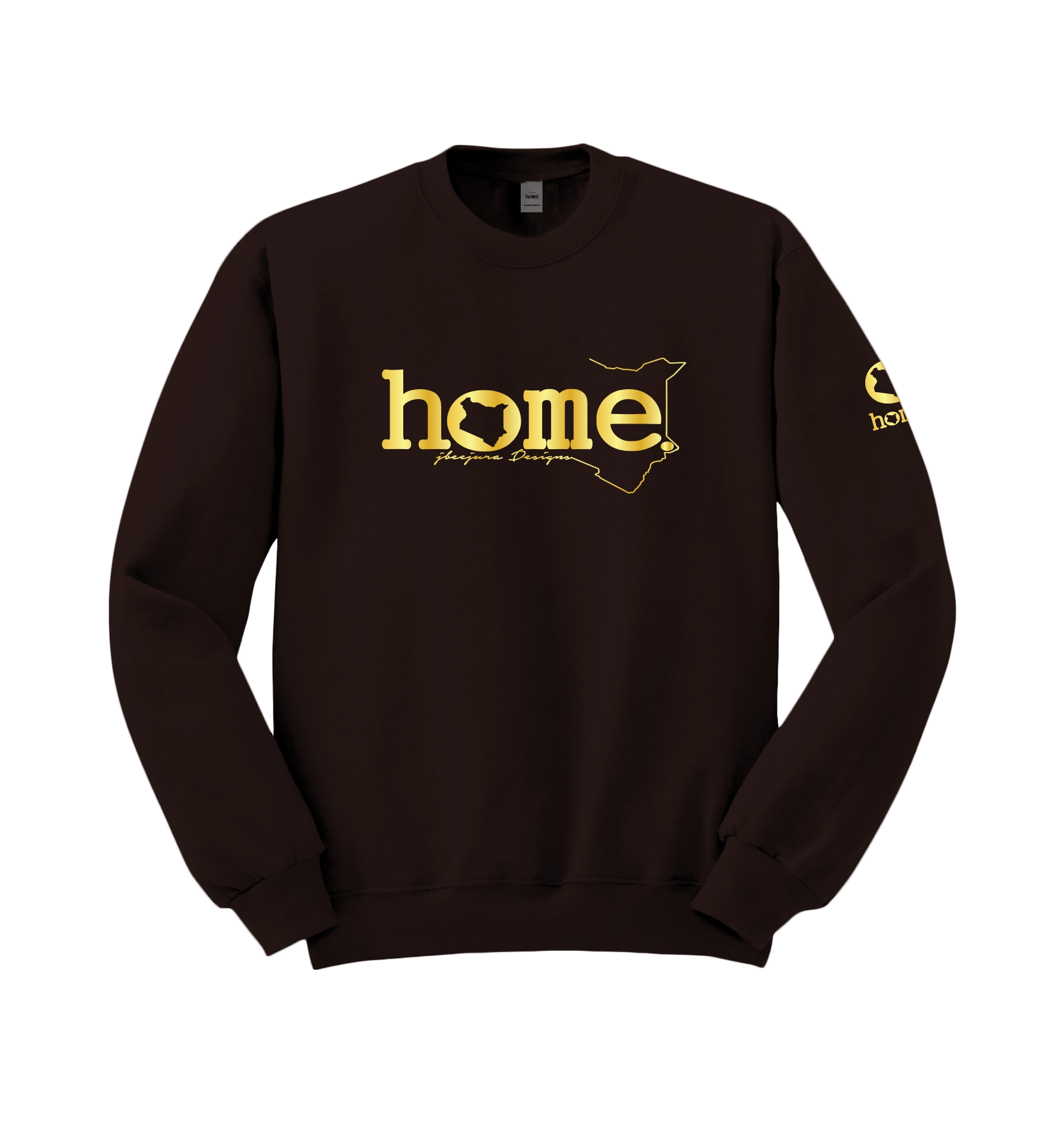 home_254 ESPRESSO SWEATSHIRT (HEAVY FABRIC) WITH A GOLD WORDS PRINT