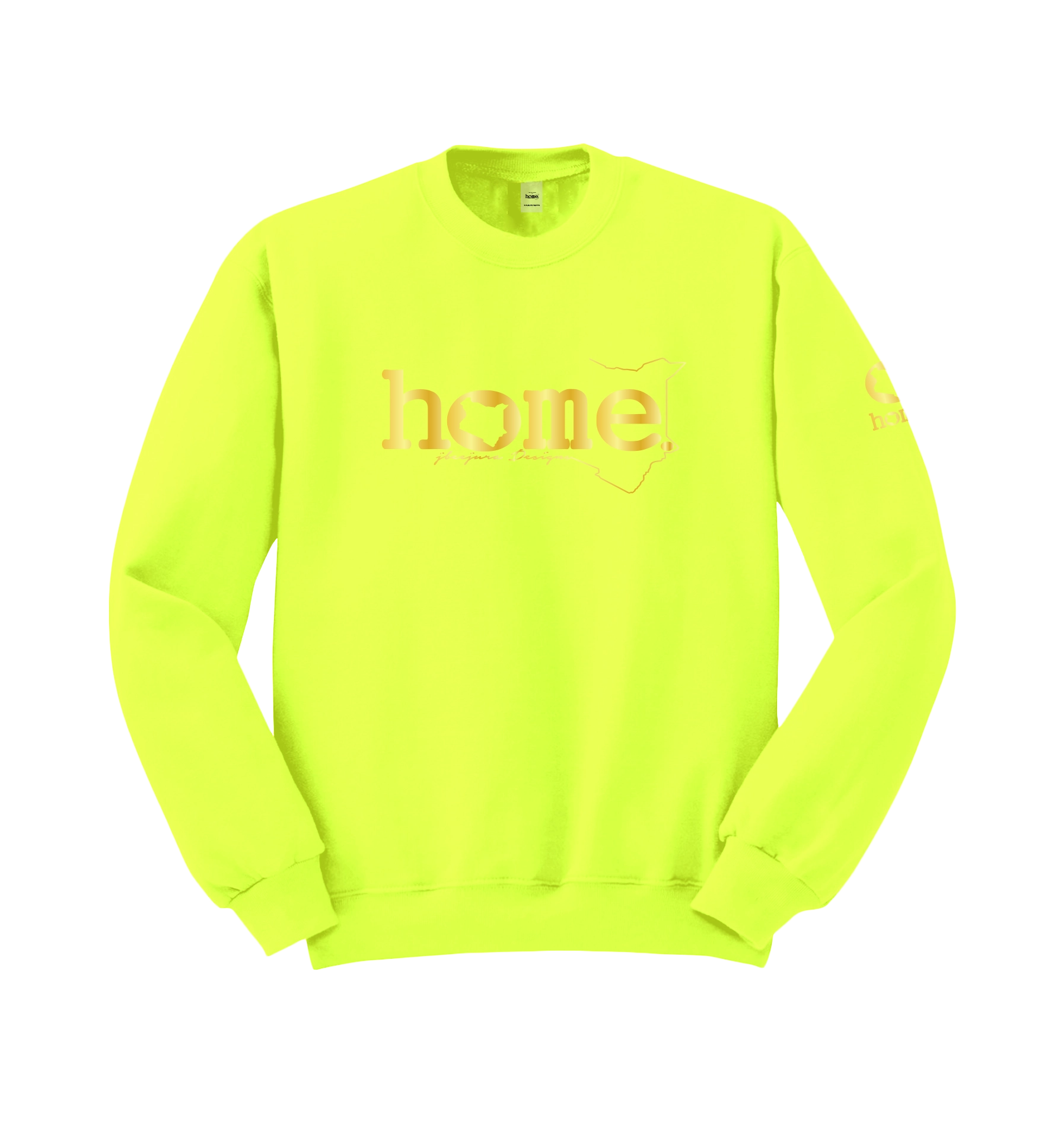 home_254 LIME GREEN SWEATSHIRT (HEAVY FABRIC) WITH A GOLD WORDS PRINT