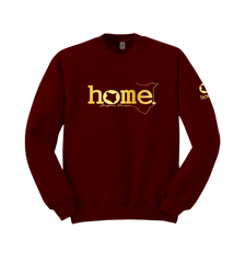 home_254 MAROON RED SWEATSHIRT WITH A GOLD WORDS PRINT