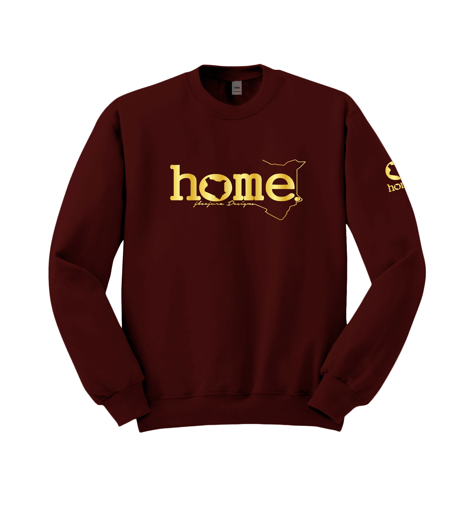 home_254 MAROON SWEATSHIRT (MID-HEAVY FABRIC) WITH A GOLD WORDS PRINT