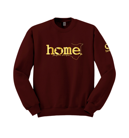 home_254 MAROON SWEATSHIRT (MID-HEAVY FABRIC) WITH A GOLD WORDS PRINT
