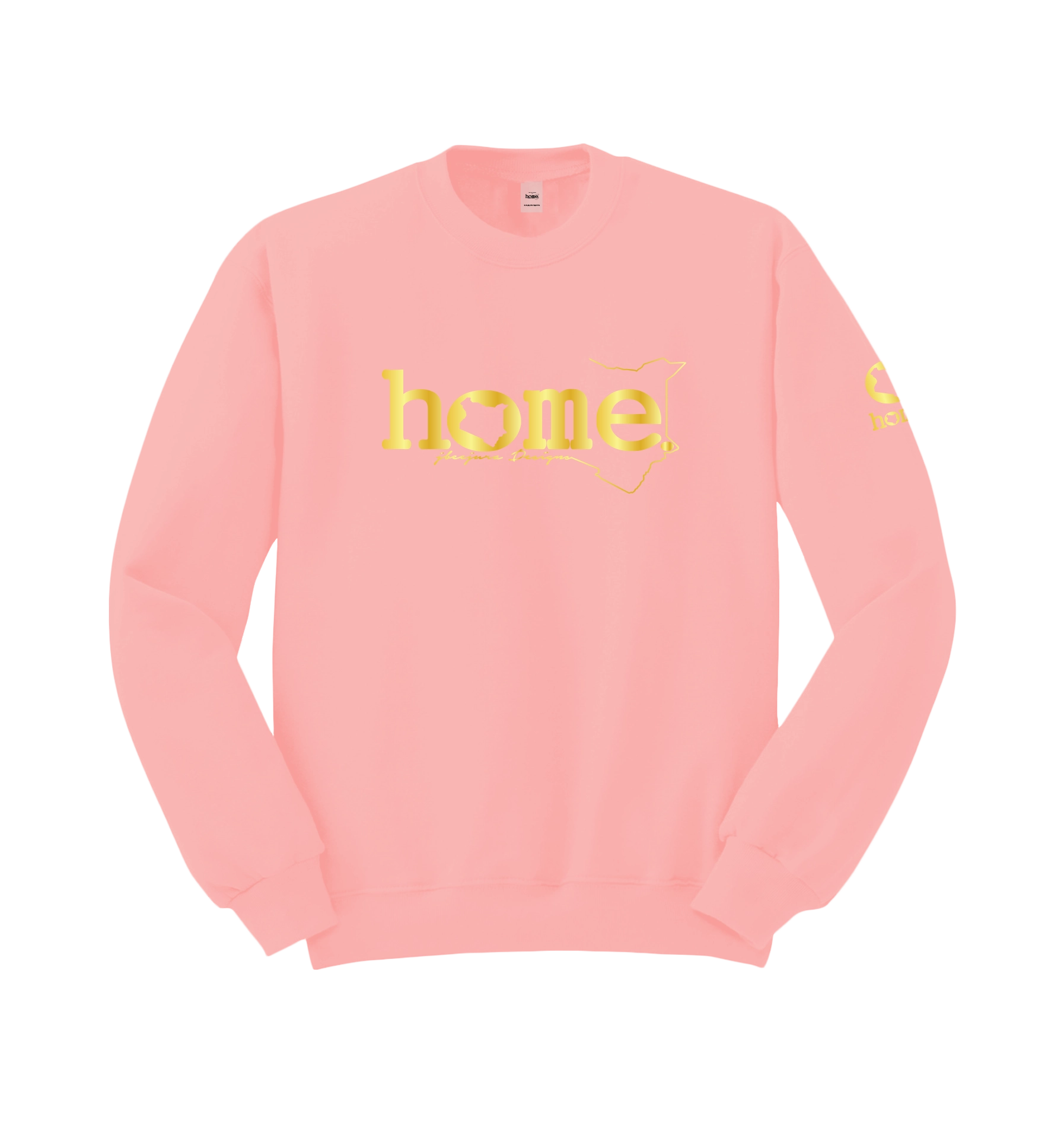 home_254 PEACH SWEATSHIRT (HEAVY FABRIC) WITH A GOLD WORDS PRINT