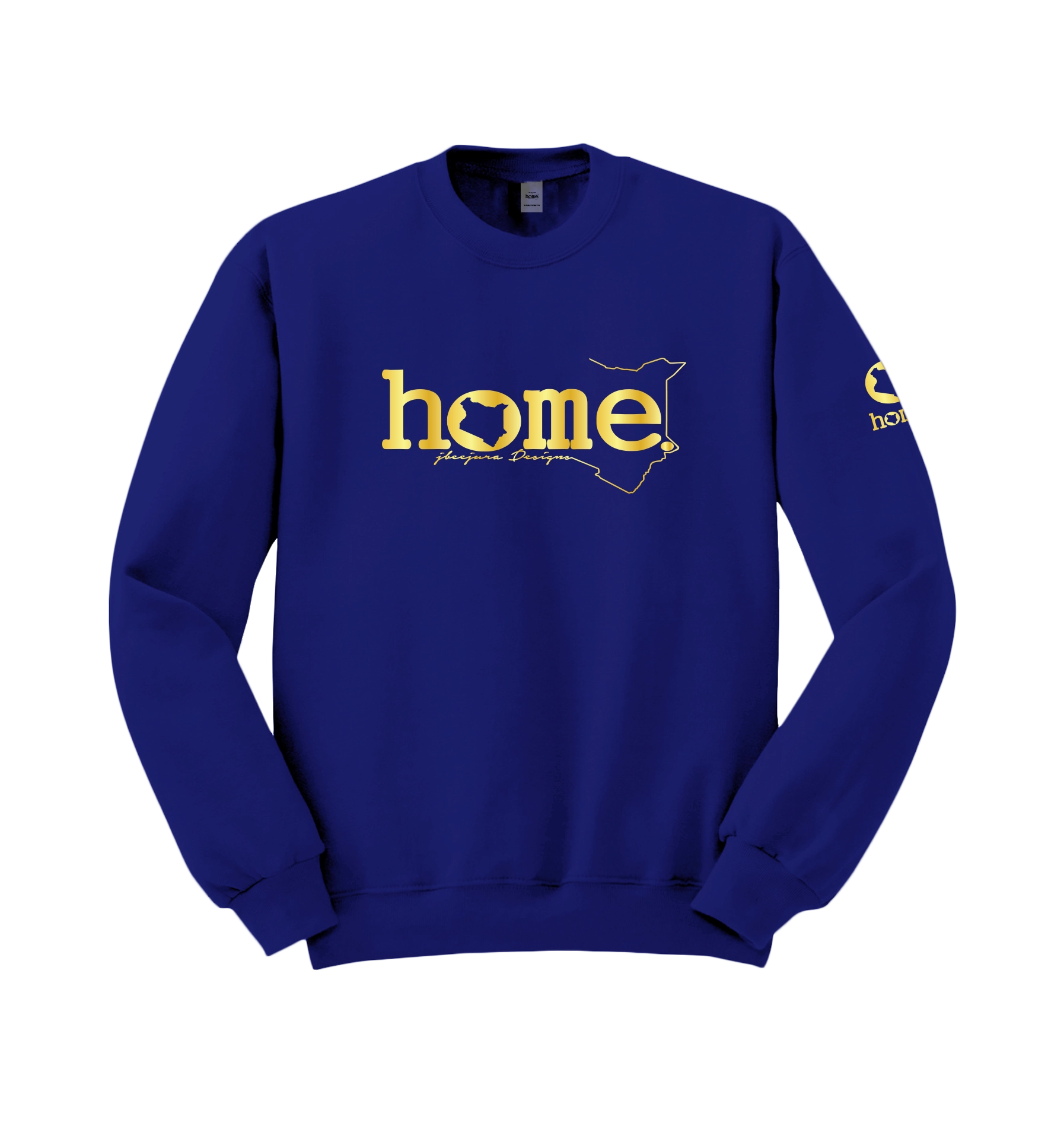 home_254 ROYAL BLUE SWEATSHIRT (HEAVY FABRIC) WITH A GOLD WORDS PRINT