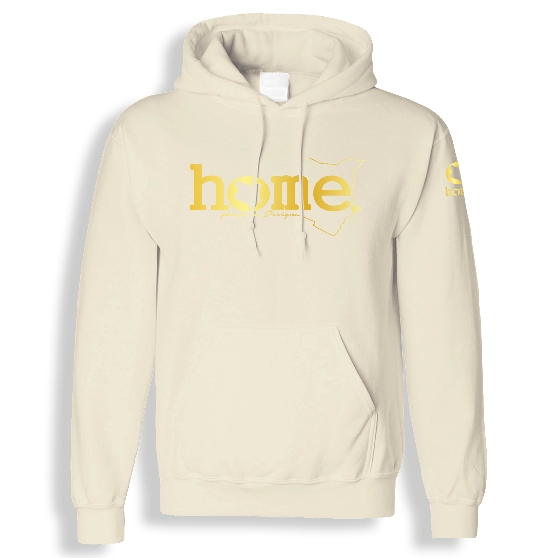 home_254 SOFT BEIGE HOODIE (HEAVY FABRIC) WITH A GOLD WORDS PRINT