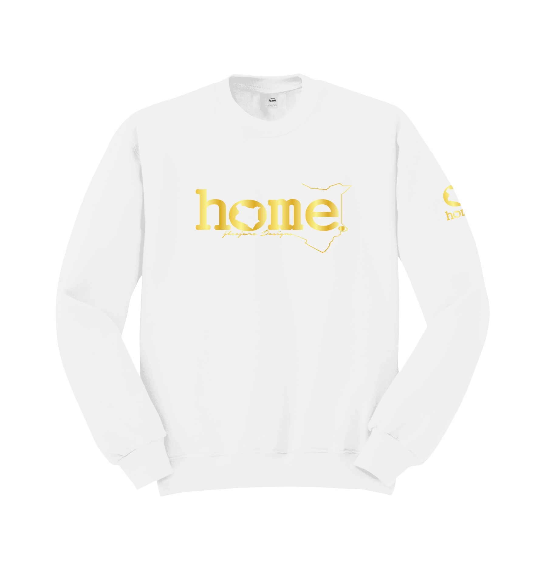 home_254 WHITE SWEATSHIRT (MID-HEAVY FABRIC) WITH A GOLD CLASSIC WORDS PRINT