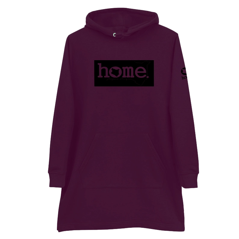 home_254 CLARET HOODIE DRESS WITH A BLACK CLASSIC PRINT