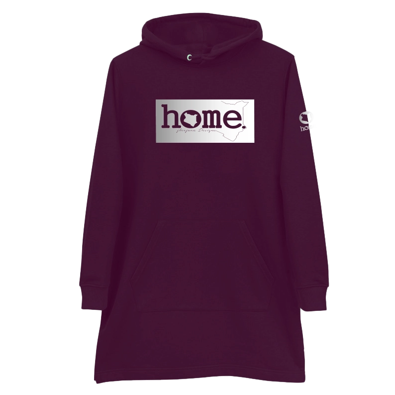 home_254 CLARET HOODIE DRESS WITH A SILVER CLASSIC PRINT