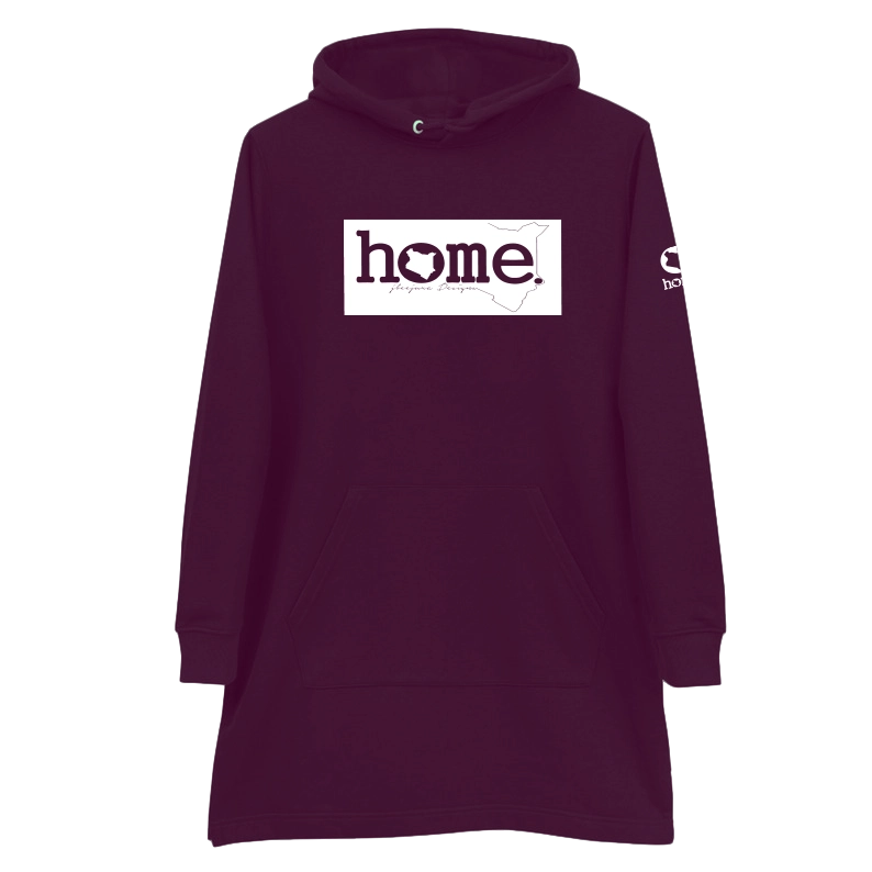 home_254 CLARET HOODIE DRESS WITH A WHITE CLASSIC PRINT