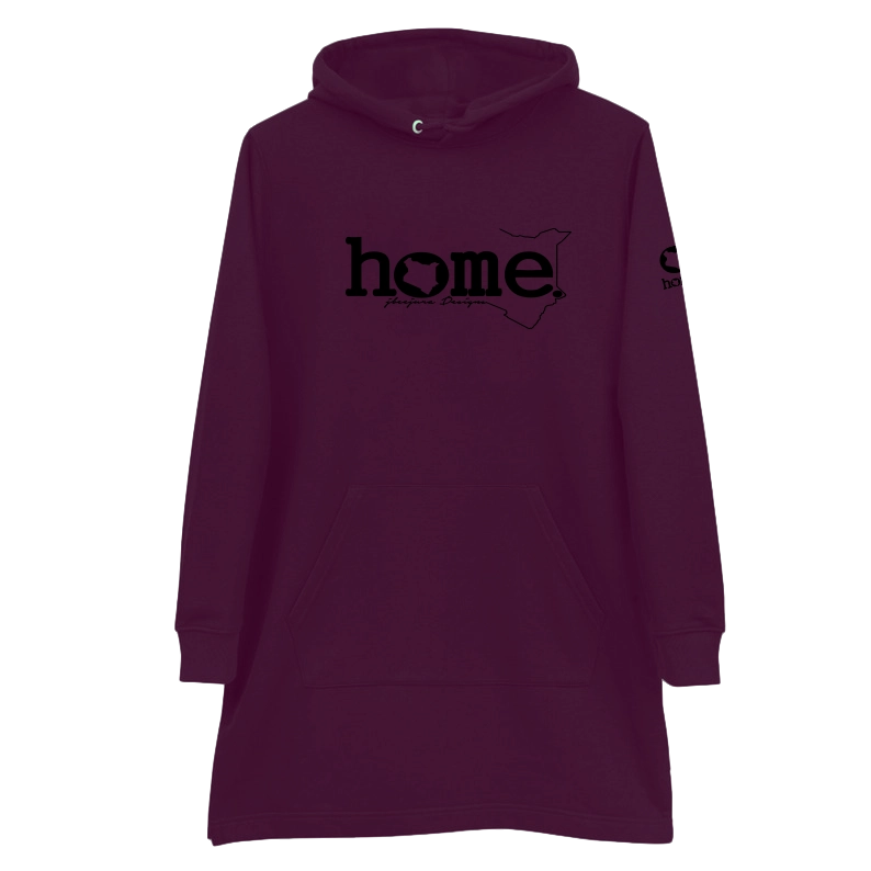 home_254 CLARET HOODIE DRESS WITH A BLACK WORDS PRINT