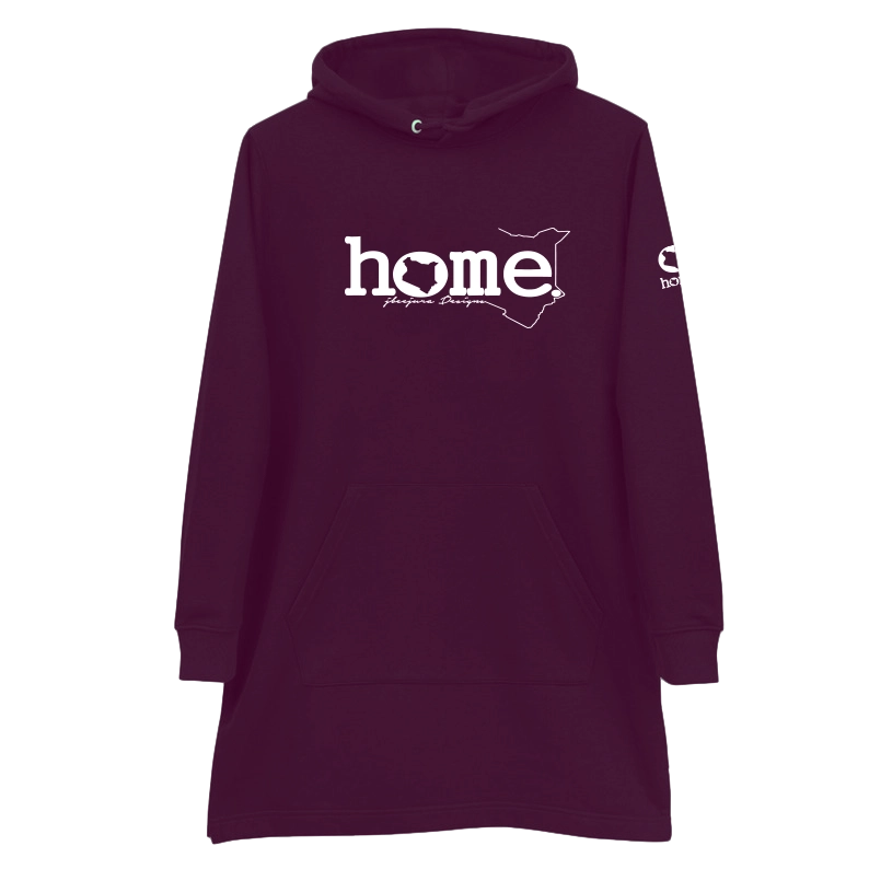 home_254 CLARET HOODIE DRESS WITH A WHITE WORDS PRINT