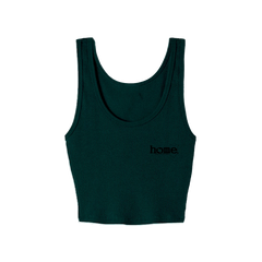 home_254 HUNTER GREEN MUSHIE VEST TOP WITH A BLACK 3D WORDS PRINT 