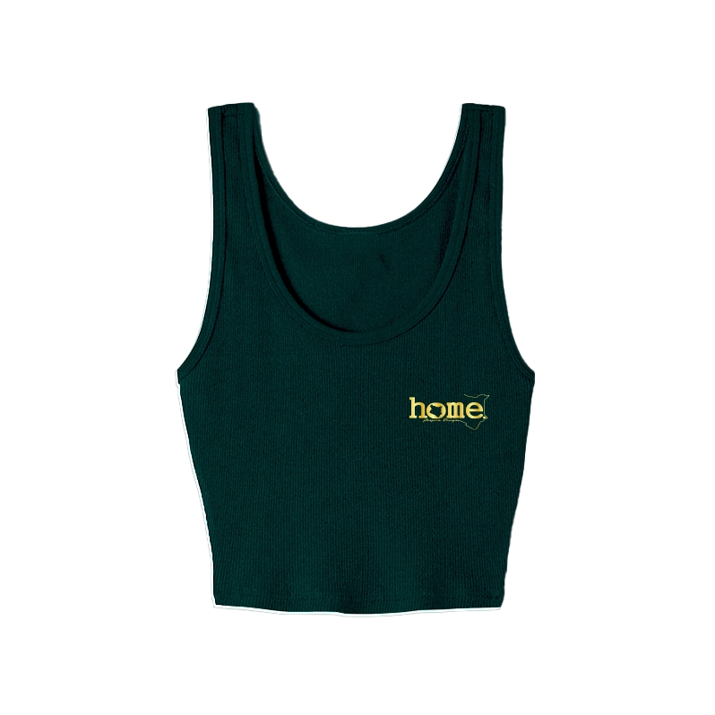 home_254 HUNTER GREEN MUSHIE VEST TOP WITH A GOLD 3D WORDS PRINT 