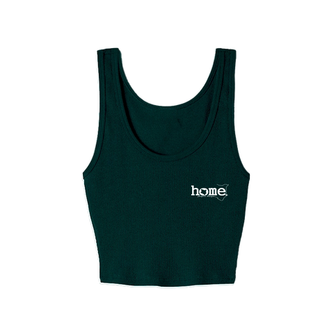 home_254 HUNTER GREEN MUSHIE VEST TOP WITH A WHITE 3D WORDS PRINT 