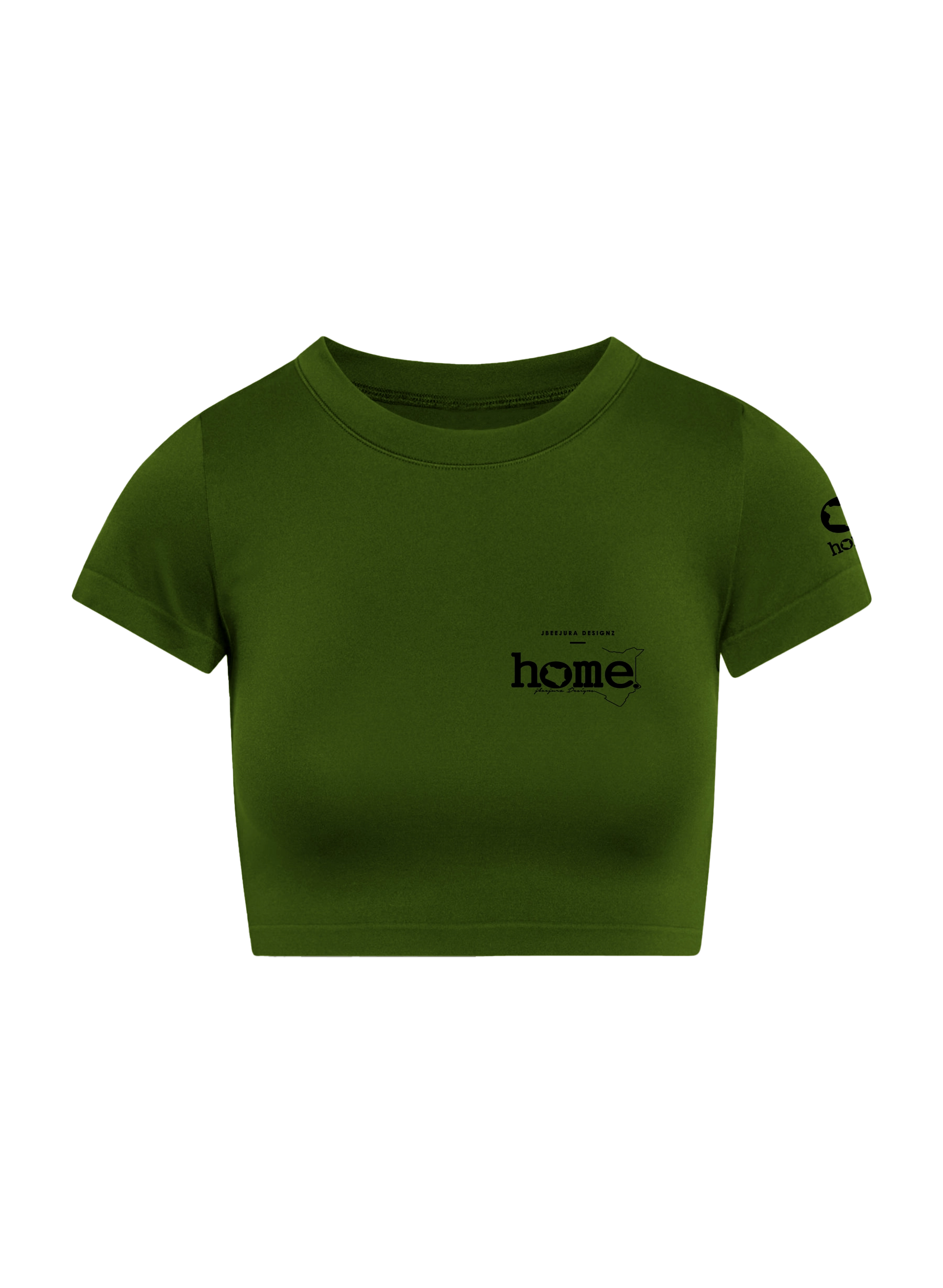 home_254 SHORT SLEEVED JUNGLE GREEN CROPPED ARIA TEE WITH A BLACK 3D WORDS PRINT 