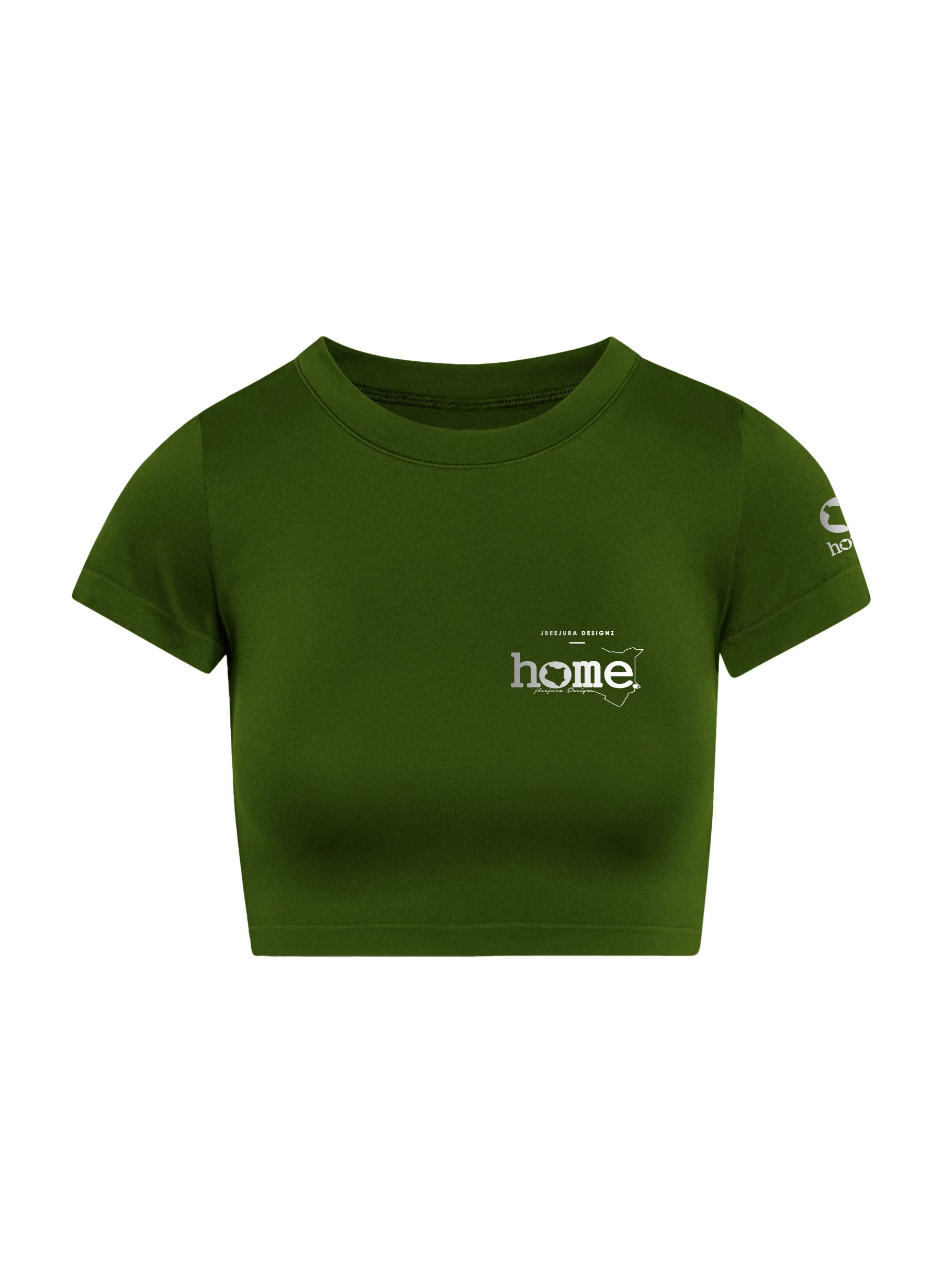 home_254 SHORT SLEEVED JUNGLE GREEN CROPPED ARIA TEE WITH A SILVER 3D WORDS PRINT 