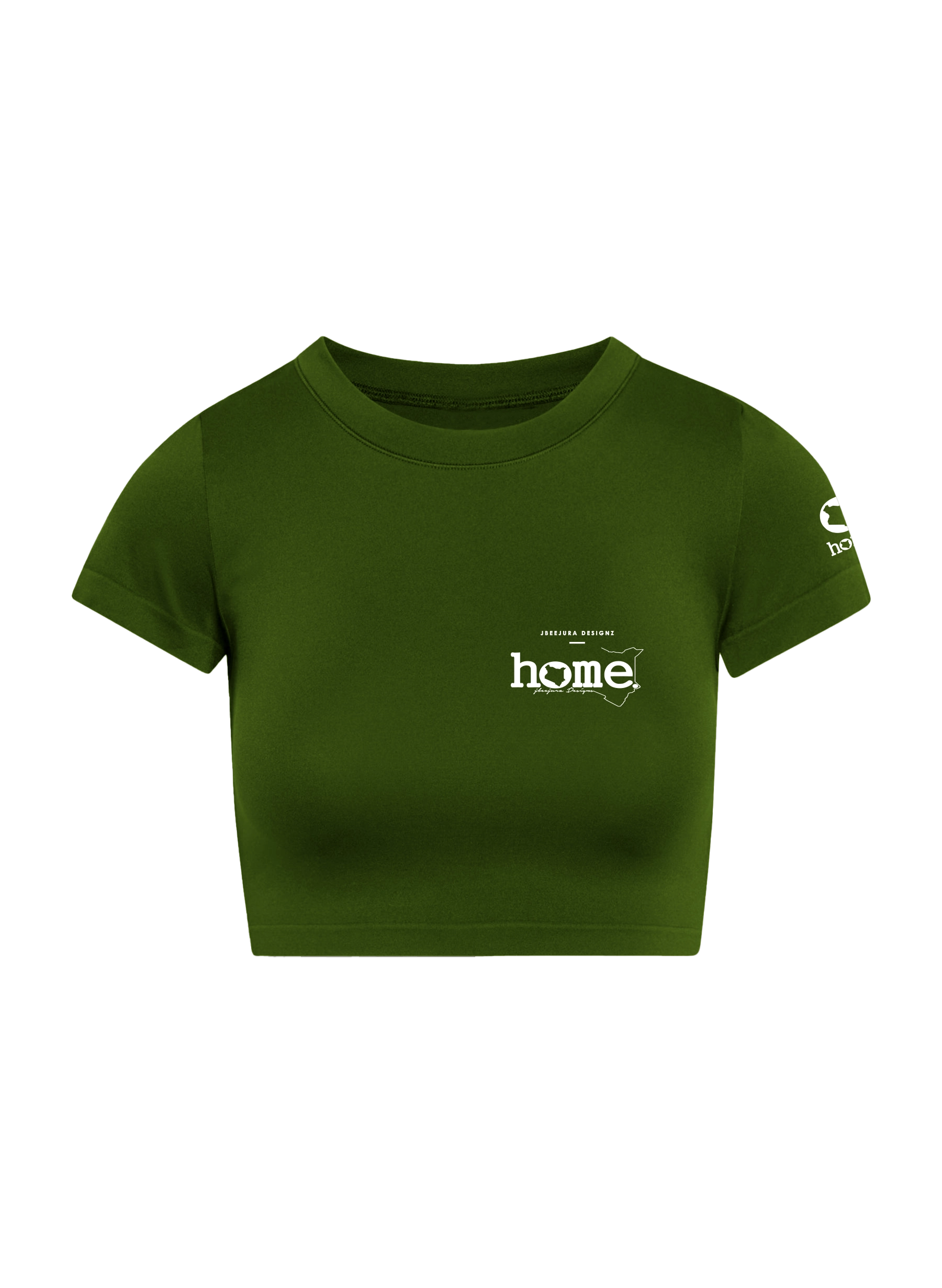home_254 SHORT SLEEVED JUNGLE GREEN CROPPED ARIA TEE WITH A WHITE 3D WORDS PRINT