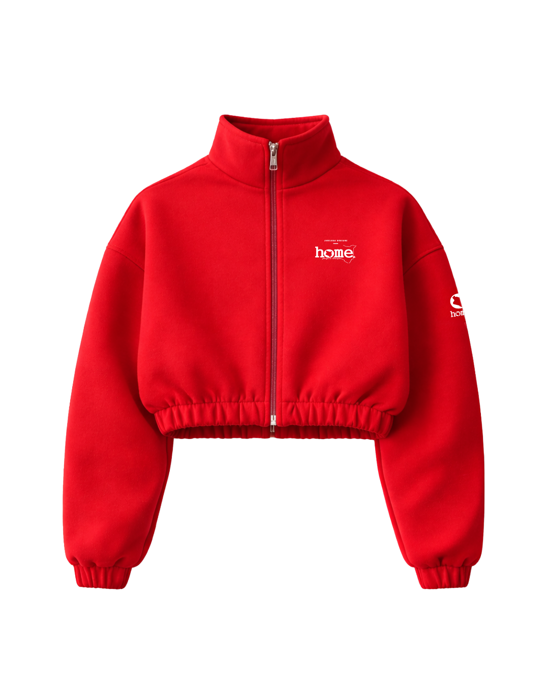 Moda Cropped Zip-Up Sweatshirt – Red (Heavy Fabric)