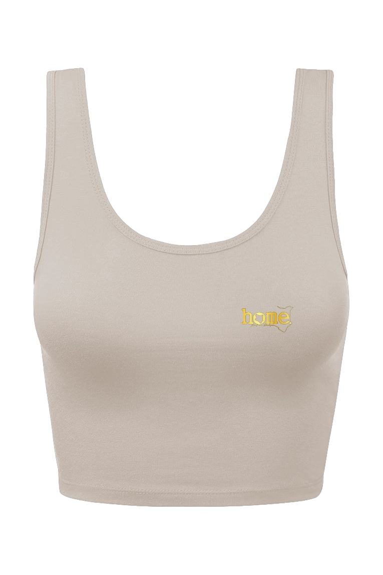 home_254 CHEEKY MUSHIE VEST TOP – TAUPE WITH A GOLD PRINT