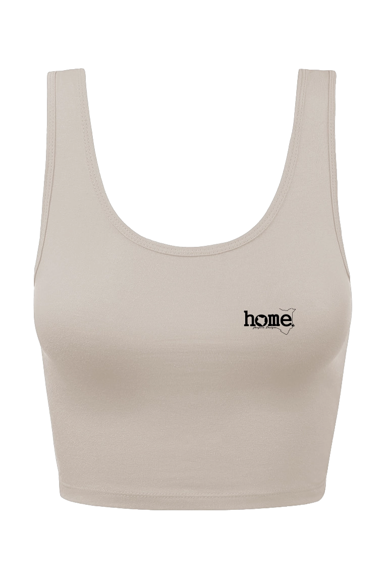 home_254 CHEEKY MUSHIE VEST TOP – TAUPE WITH A BLACK PRINT