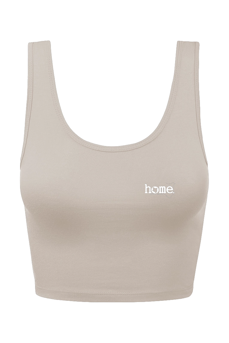 home_254 CHEEKY MUSHIE VEST TOP – TAUPE WITH A WHITE PRINT