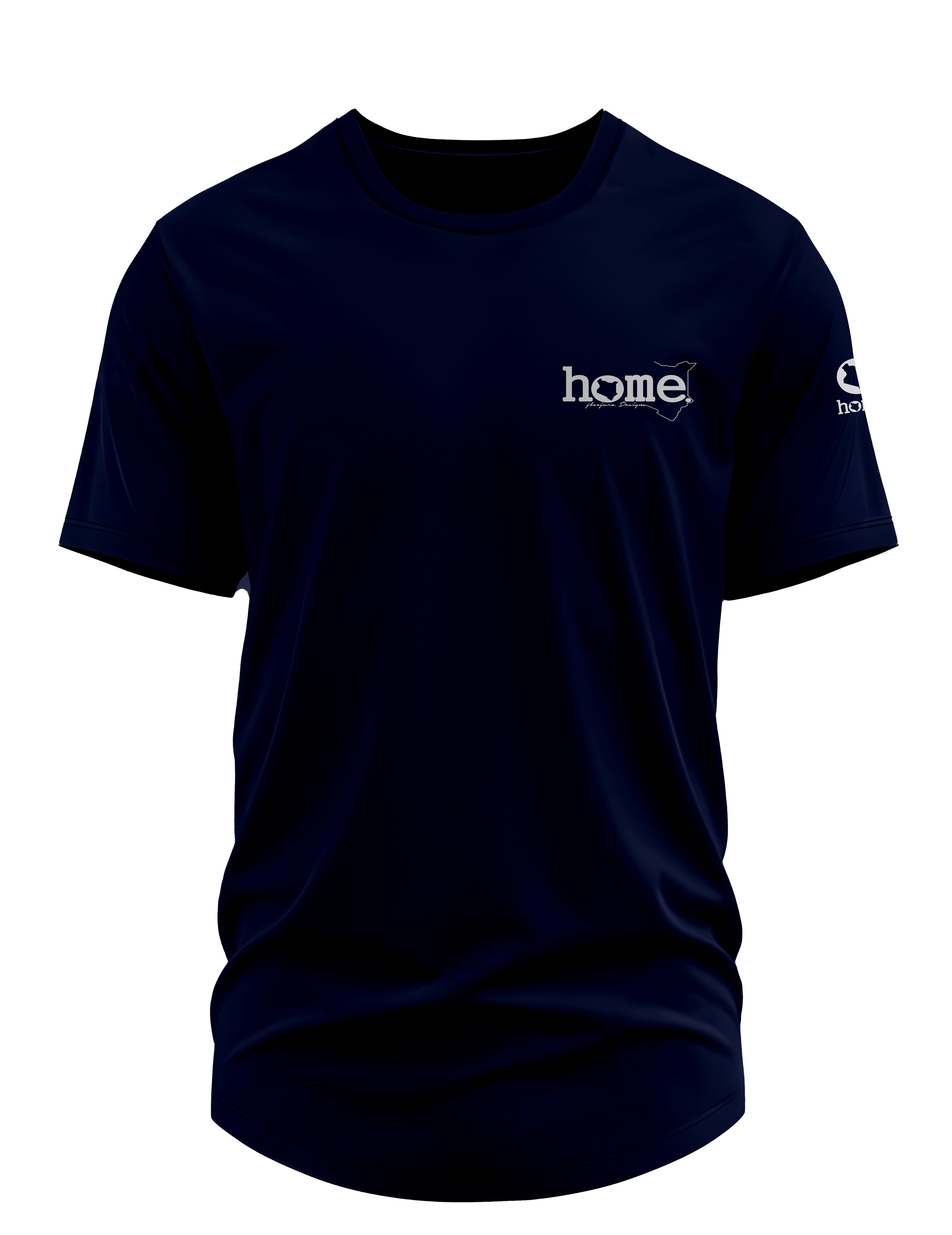 home_254 SHORT-SLEEVED NAVY BLUE CURVED HEM T-SHIRT WITH A SILVER TAG PRINT – CLASSIC MAN COLLECTION