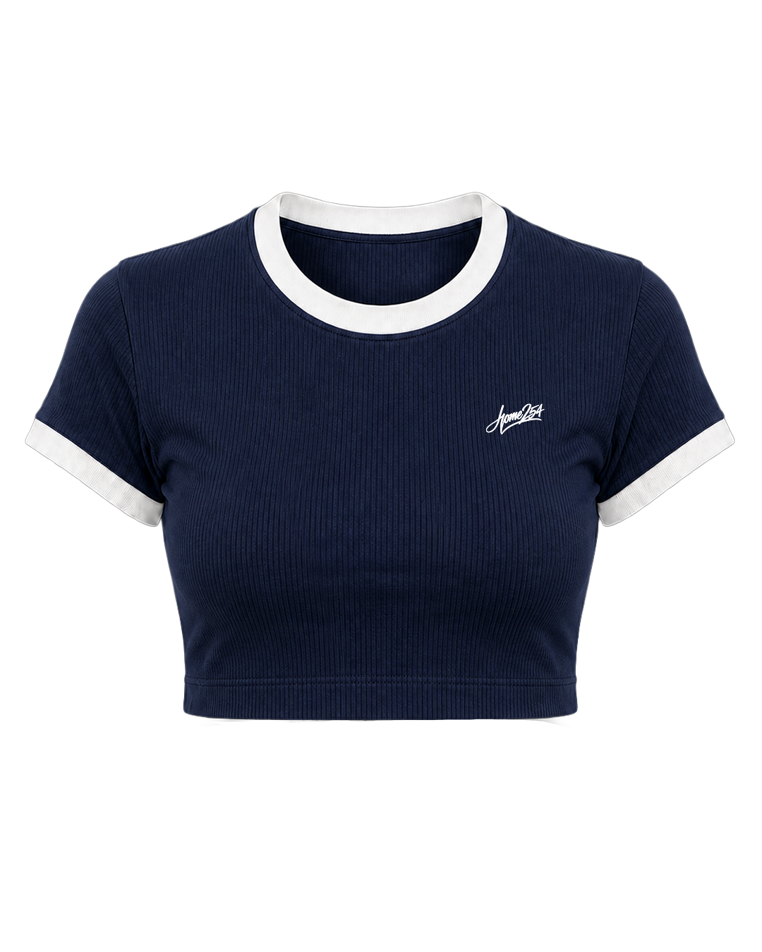 DOLLY CROPPED TEE - Navy Blue + White