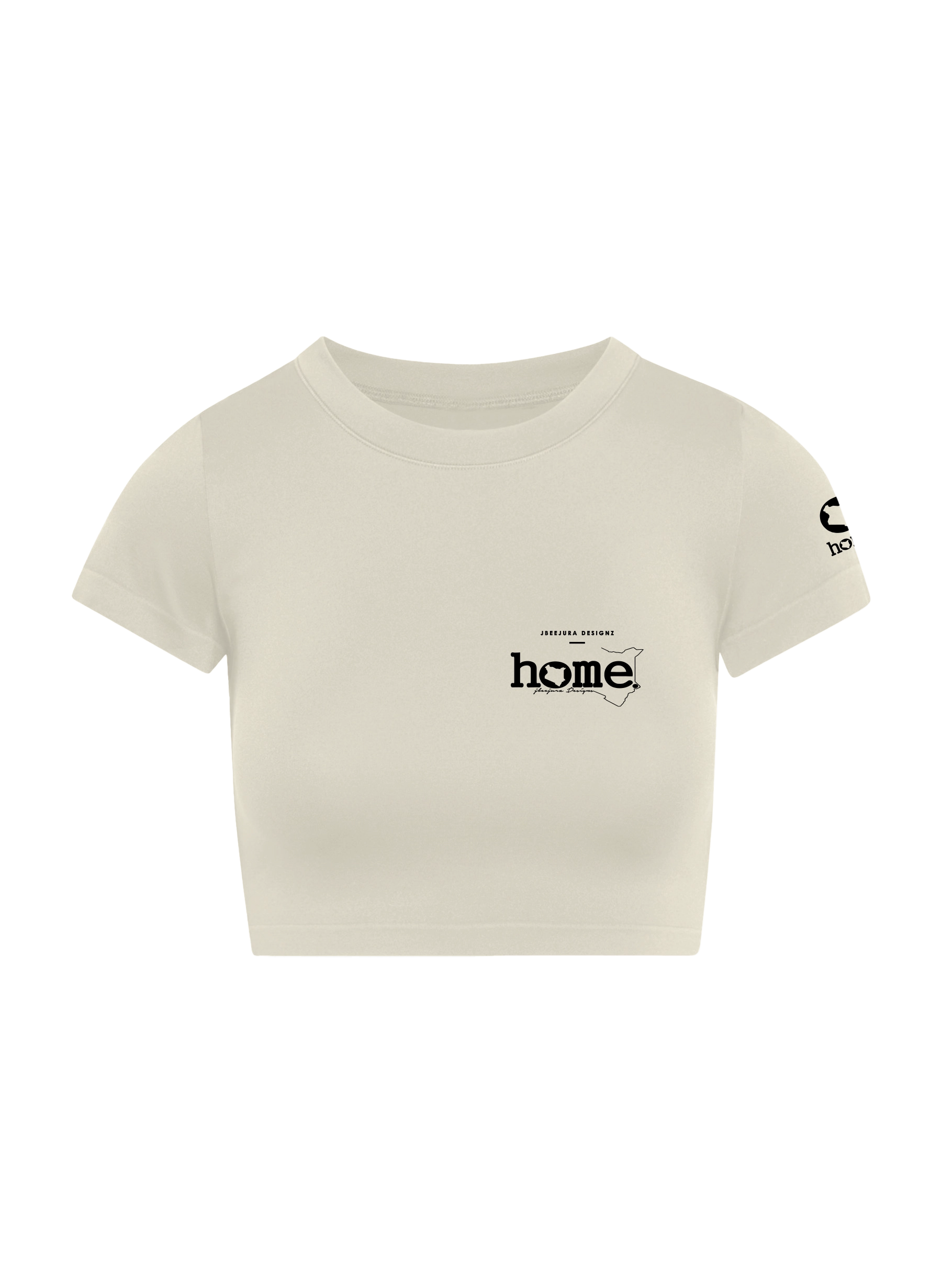 home_254 SHORT SLEEVED NUDE CROPPED ARIA TEE WITH A BLACK 3D WORDS PRINT 
