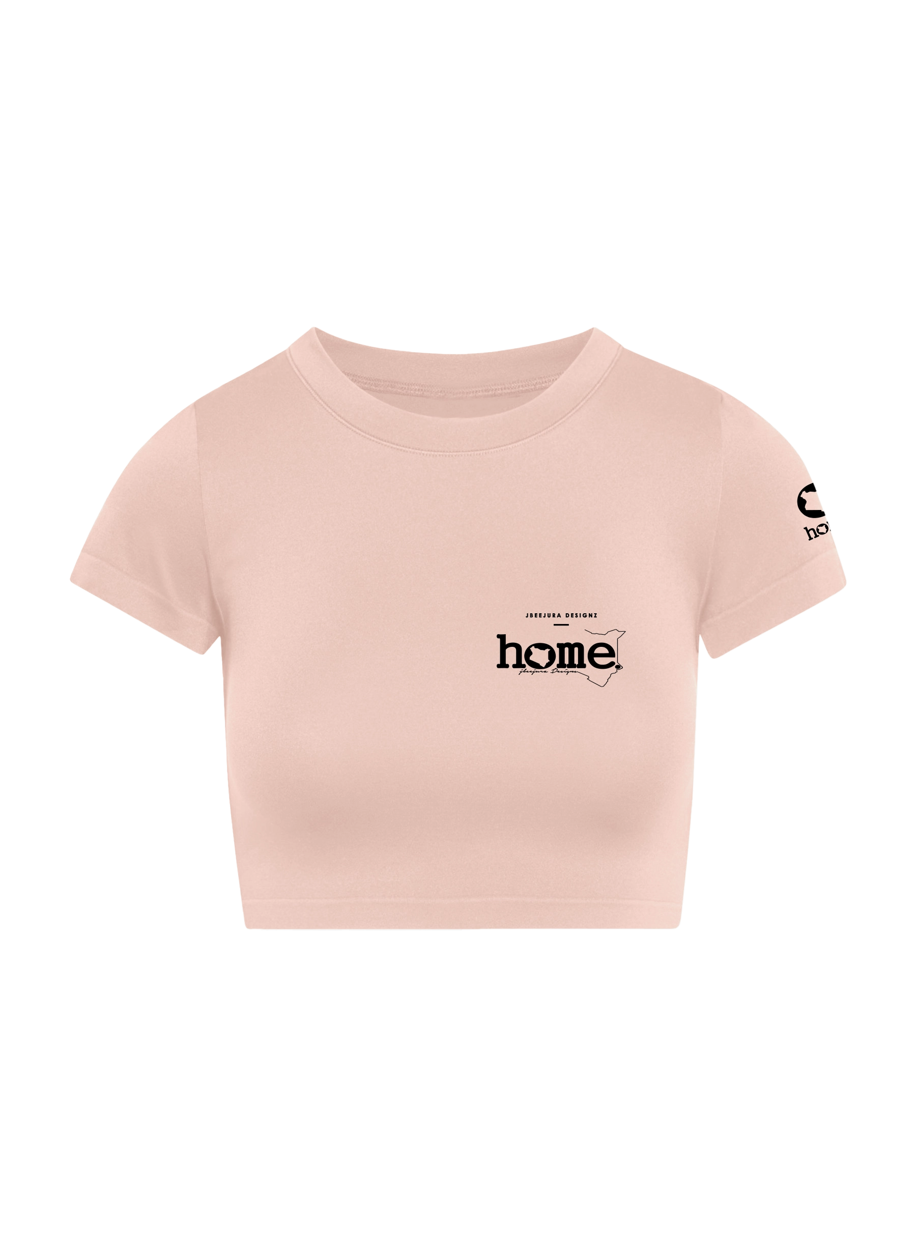 home_254 SHORT SLEEVED PEACH CROPPED ARIA TEE WITH A BLACK 3D WORDS PRINT